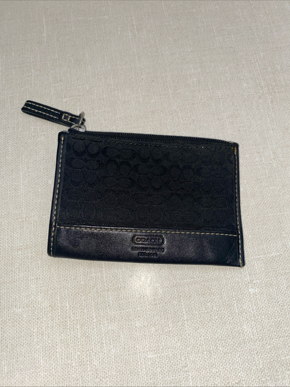 COACH VTG Leatherware  Coin Purse Wallet Black Jacquard Leather Trim - Picture 15 of 15